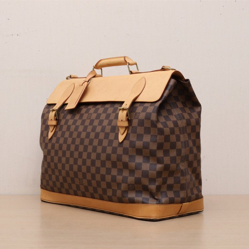 LOUIS VUITTON 中古限量款狩獵包棕色棋盤格PVC肩背包-4
