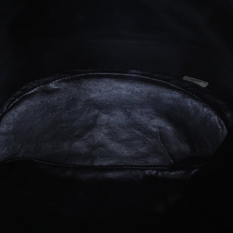 CHANEL 中古黑金羊Duma雙肩包黑色羊皮3開金扣肩背包-2