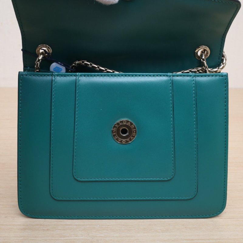 BVLGARI SerpentiForever鏈條蛇頭包方版20綠色牛皮肩背包-2