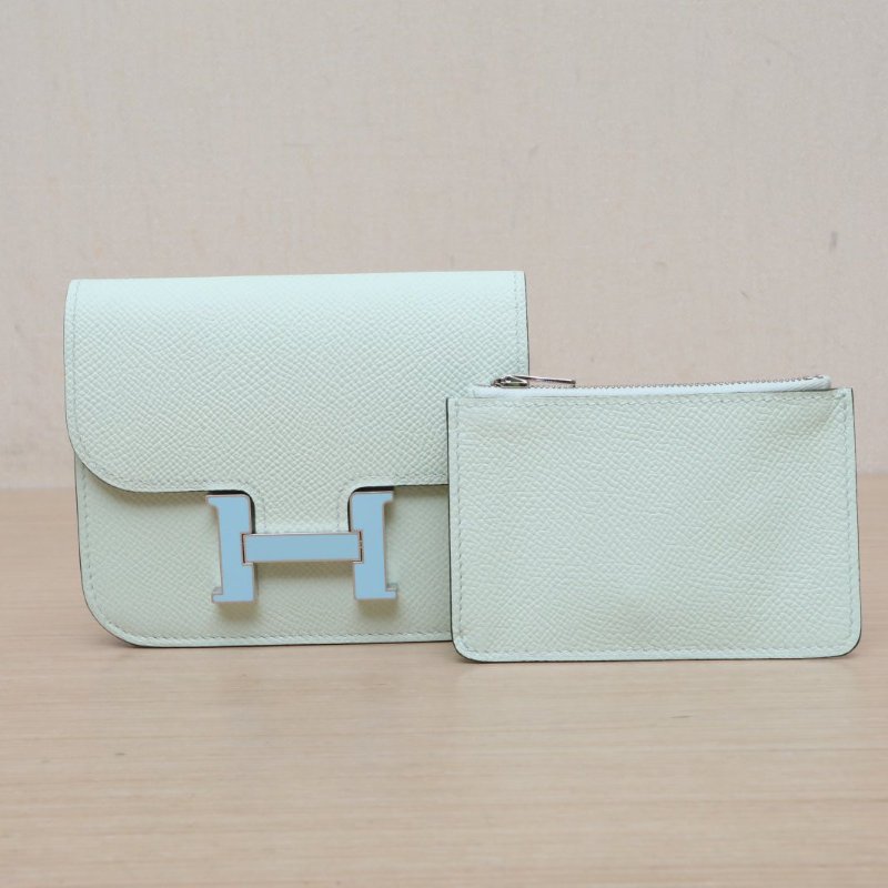 HERMES Constance康康Slim0S氣泡綠Epsom皮W刻銀扣肩背包-1