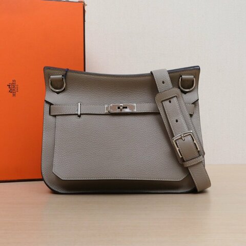 HERMES 吉普賽Jypsiere2881斑鳩灰TC皮T刻銀扣肩背包