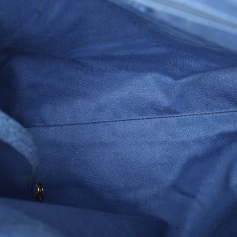 CHANEL 22PTote購物袋Logo印花鏈條肩帶牛仔藍牛仔晶片開金扣肩背包-3