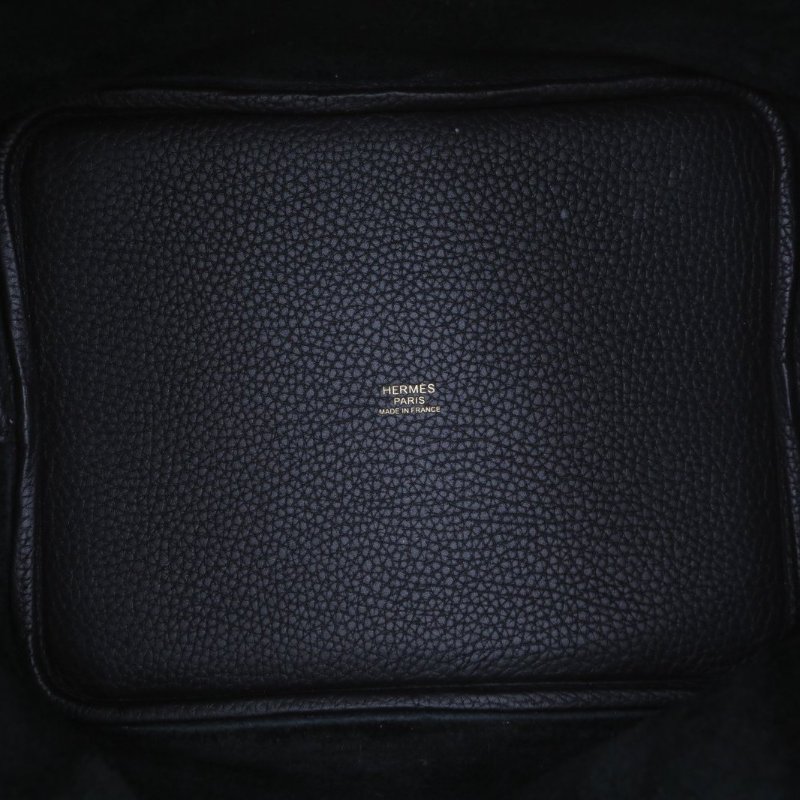 HERMES Picotin22菜籃子89黑色TC皮Z刻金扣肩背包-2