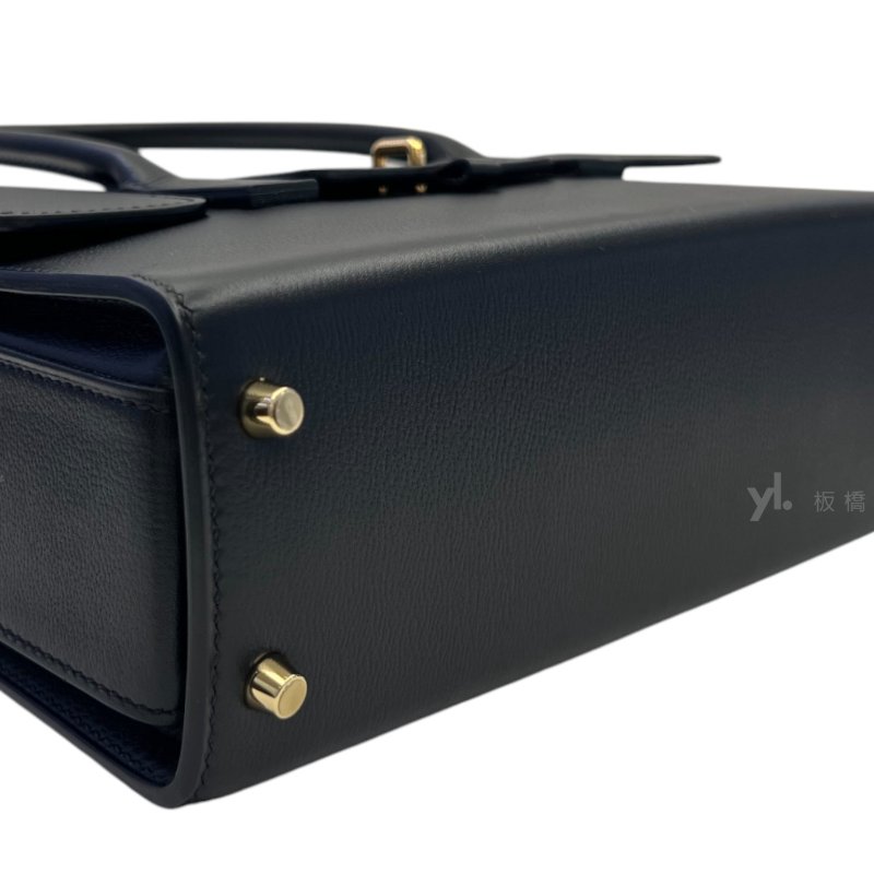 Hermes New Drag 22 Allegretto黑89小牛皮金扣手提肩背包-6