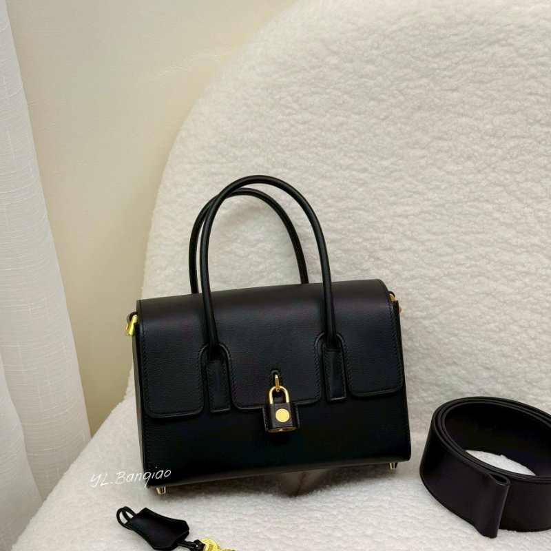 Hermes New Drag 22 Allegretto黑89小牛皮金扣手提肩背包-0