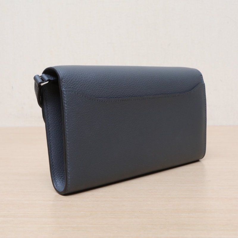 HERMES Constance康康LONGTOGO肩帶長款錢包H0朦朧灰EC皮W刻銀扣肩背包-4