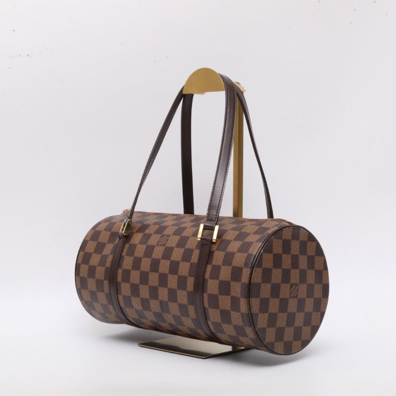 LOUIS VUITTON 棕色棋盤格PVC2004老花圓筒包肩背包-2