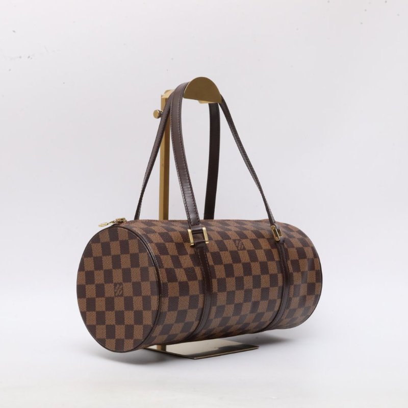 LOUIS VUITTON 棕色棋盤格PVC2004老花圓筒包肩背包-3