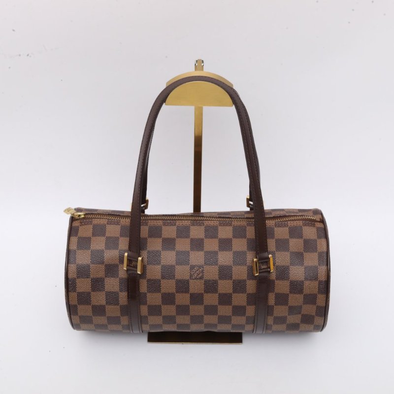 LOUIS VUITTON 棕色棋盤格PVC2004老花圓筒包肩背包-4