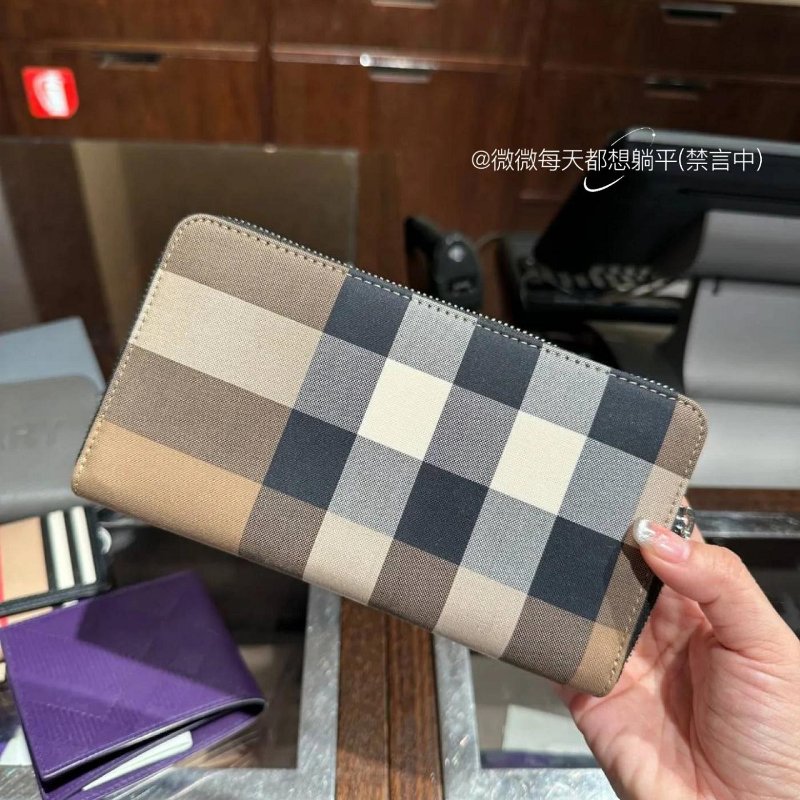 💎Han's house精品服飾💎Burberry 格紋 拉鍊 長夾 皮夾-2