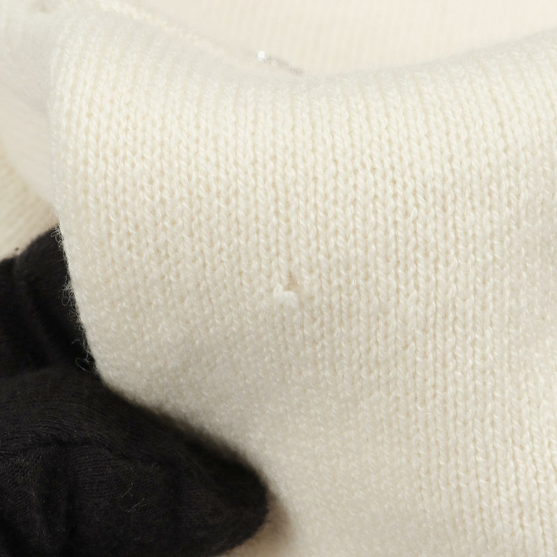 香奈兒 COCO 標誌水鑽紐扣針織外套 無色外套 P71364K10274 羊絨真絲 米色 二手 女-6