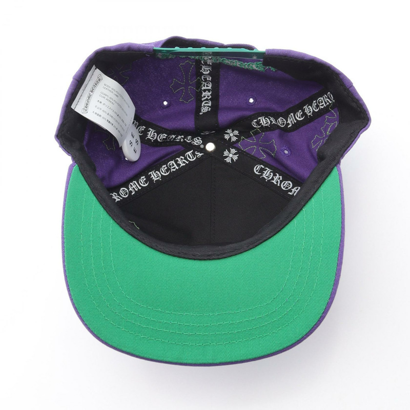 鉻心牌五片式 CH 十字貼片棒球帽 聚酯纖維/棉 紫綠色 二手 男款-2