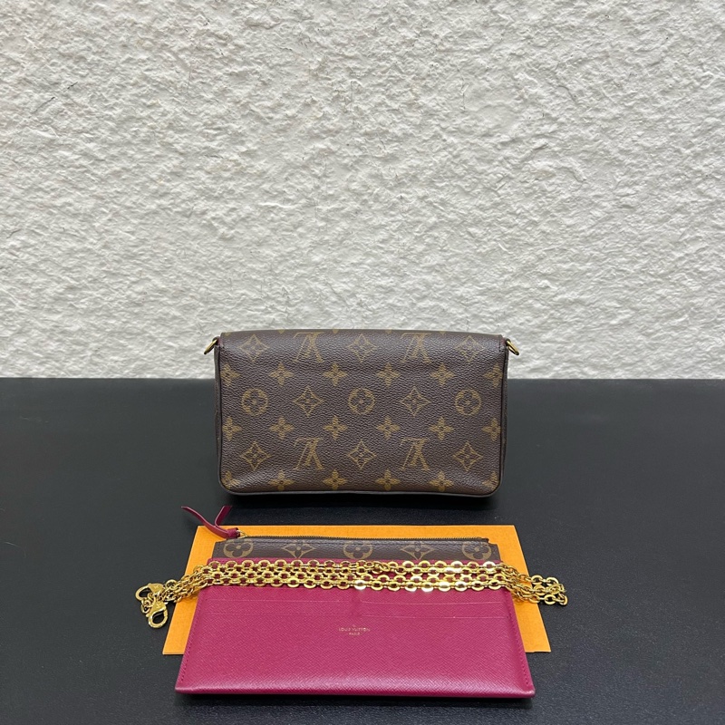 98LV路易威登經典老花三合一零錢包卡包鏈條包 單肩斜挎腋下皆可背 斷貨王一包難求-1