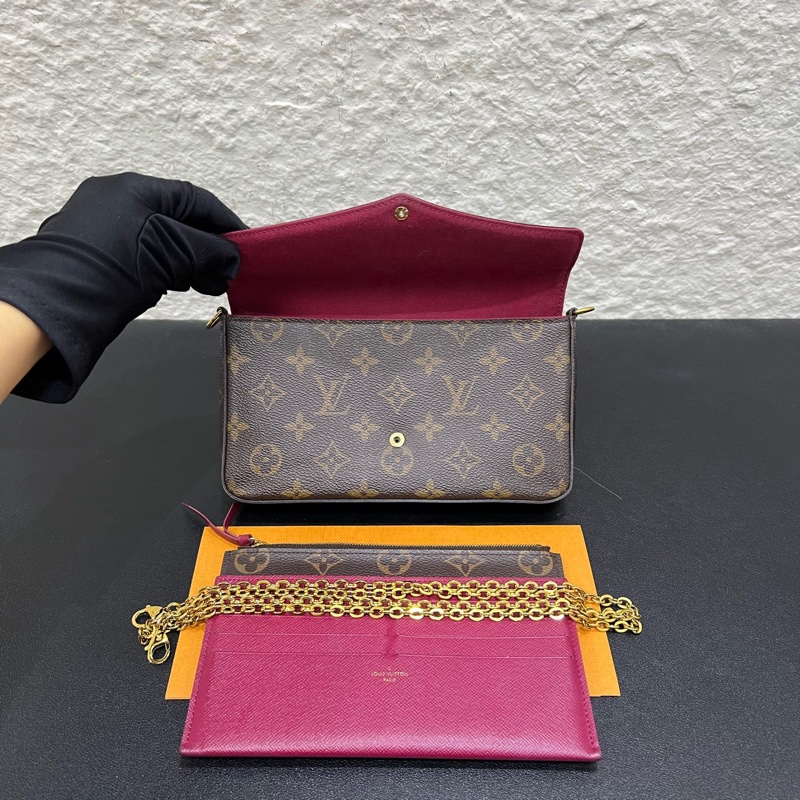 98LV路易威登經典老花三合一零錢包卡包鏈條包 單肩斜挎腋下皆可背 斷貨王一包難求-5