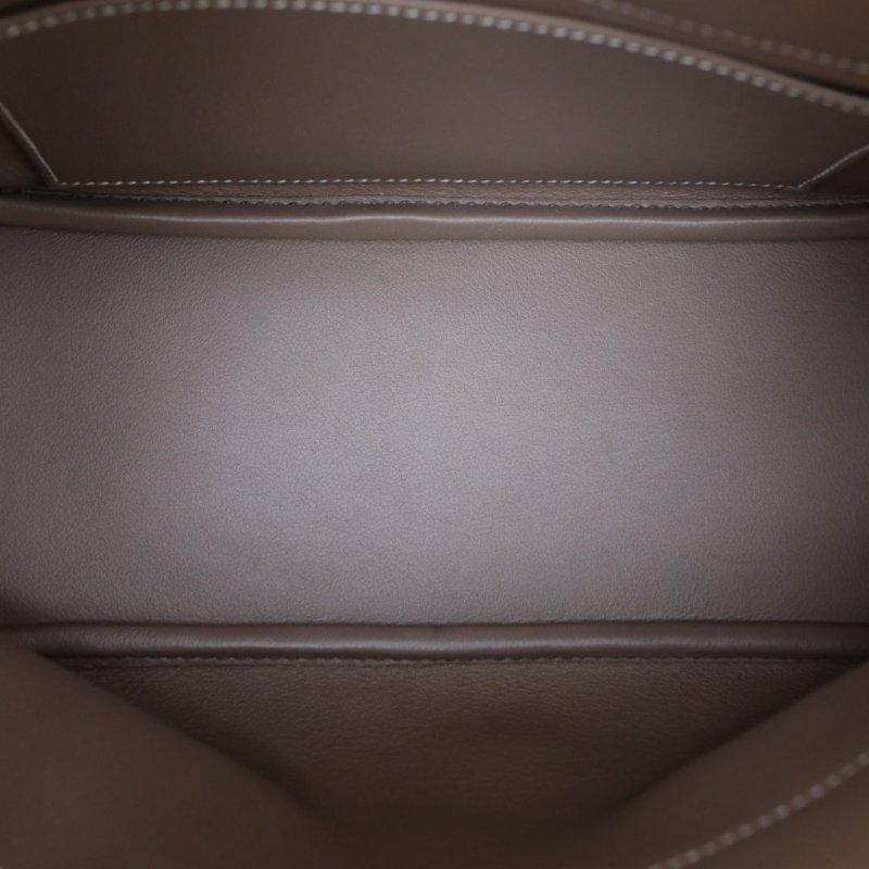 HERMES Bolide保齡球包2718大象灰Swift皮框L銀扣肩背包-2