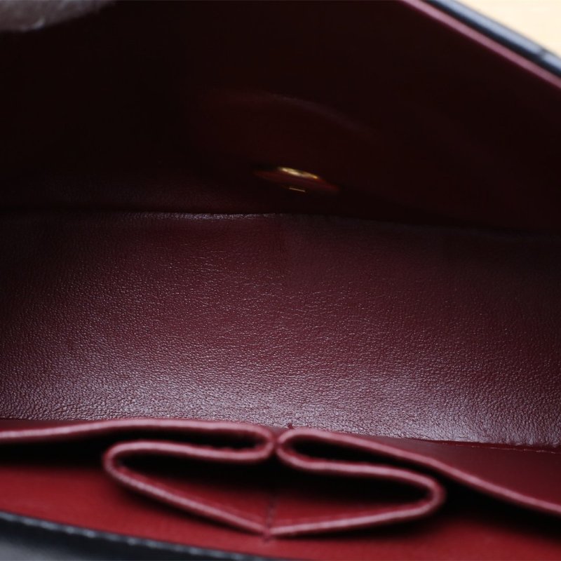 CHANEL 黑色羊皮1開金扣中古黑金羊單蓋斜挎包19肩背包-2