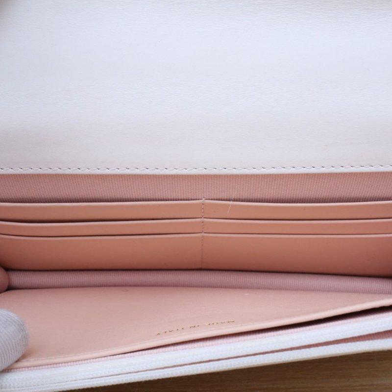 CHANEL CFWOC19白色牛皮晶片開金扣雙金珠皮穿鏈肩背包-3