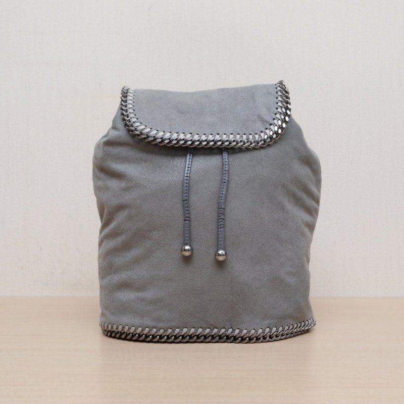 Stella McCartney 灰色銀扣雙肩包科技布肩背包-0