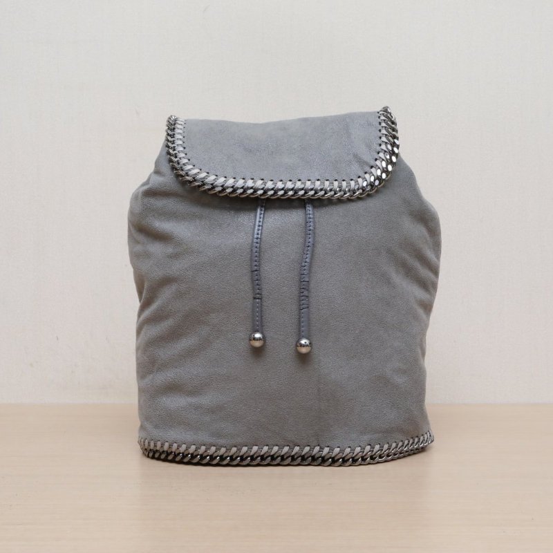 Stella McCartney 灰色銀扣雙肩包科技布肩背包-1