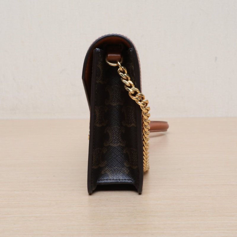 CELINE 老花PVC凱旋門woc鏈條包信封包肩背包-4