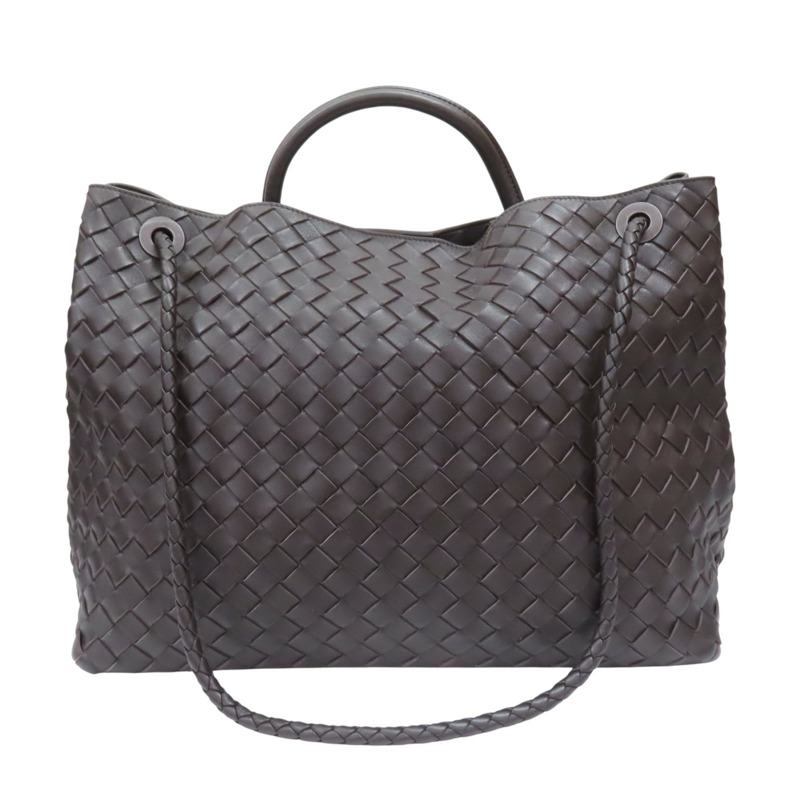 棕色 羊皮編織 Large Andiamo 肩背包【BOTTEGA VENETA BV 寶緹嘉】-1