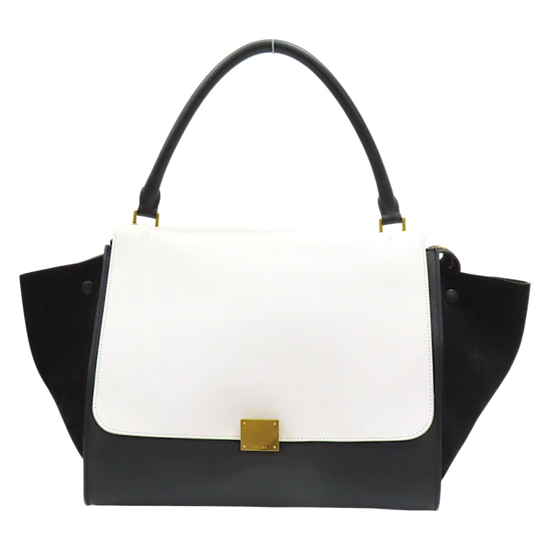 黑色 白色 牛皮 Trapeze 手提包 無背帶【CELINE 賽琳】-0