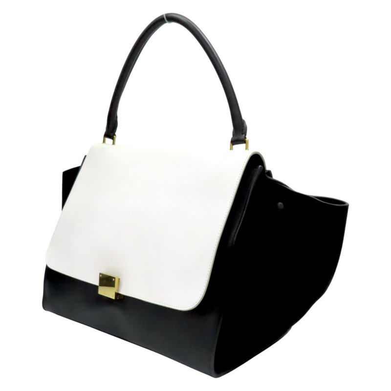 黑色 白色 牛皮 Trapeze 手提包 無背帶【CELINE 賽琳】-2