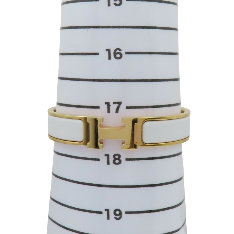 白色琺瑯 金色鍍金 Clic H 手環【HERMES 愛馬仕】-9