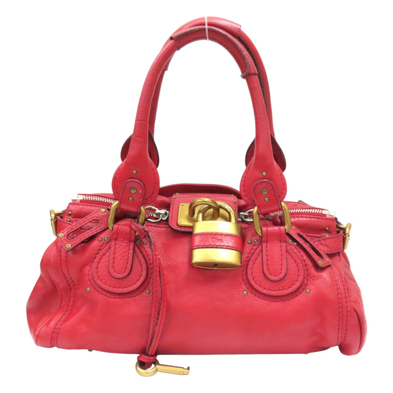 紅色 牛皮 Paddington 鎖頭包 手提包【Chloe 克羅伊】-0