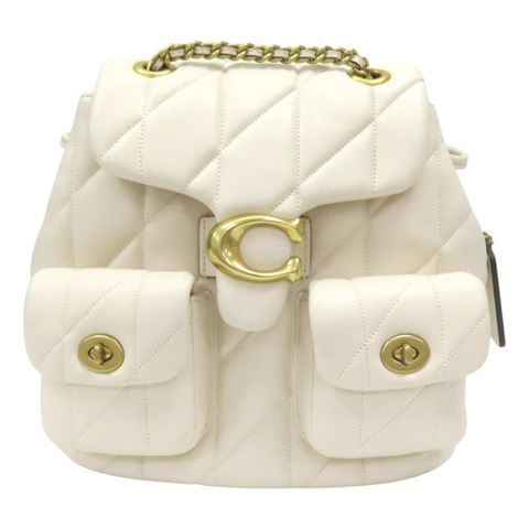 米色 羊皮 菱格紋 TABBY 後背包【COACH 蔻馳】 #CU076