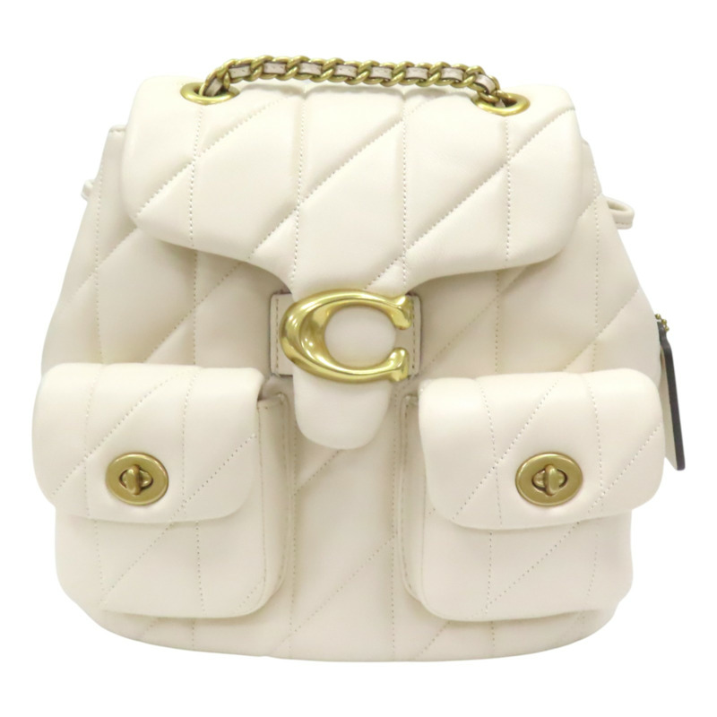 米色 羊皮 菱格紋 TABBY 後背包【COACH 蔻馳】 #CU076-0