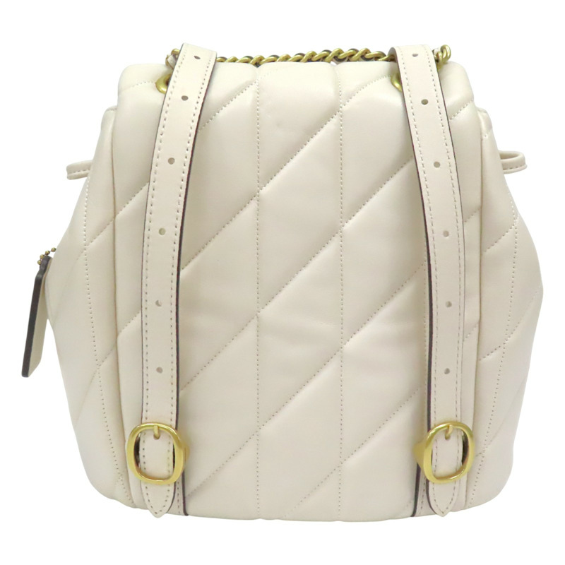 米色 羊皮 菱格紋 TABBY 後背包【COACH 蔻馳】 #CU076-1