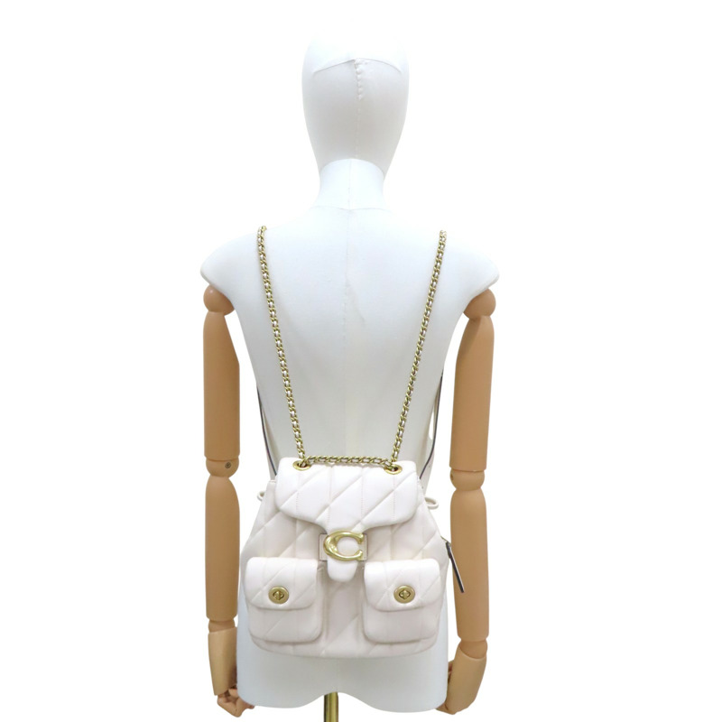 米色 羊皮 菱格紋 TABBY 後背包【COACH 蔻馳】 #CU076-9