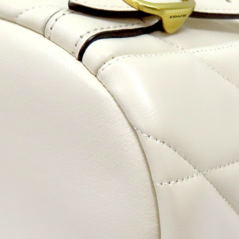 米色 羊皮 菱格紋 TABBY 後背包【COACH 蔻馳】 #CU076-13