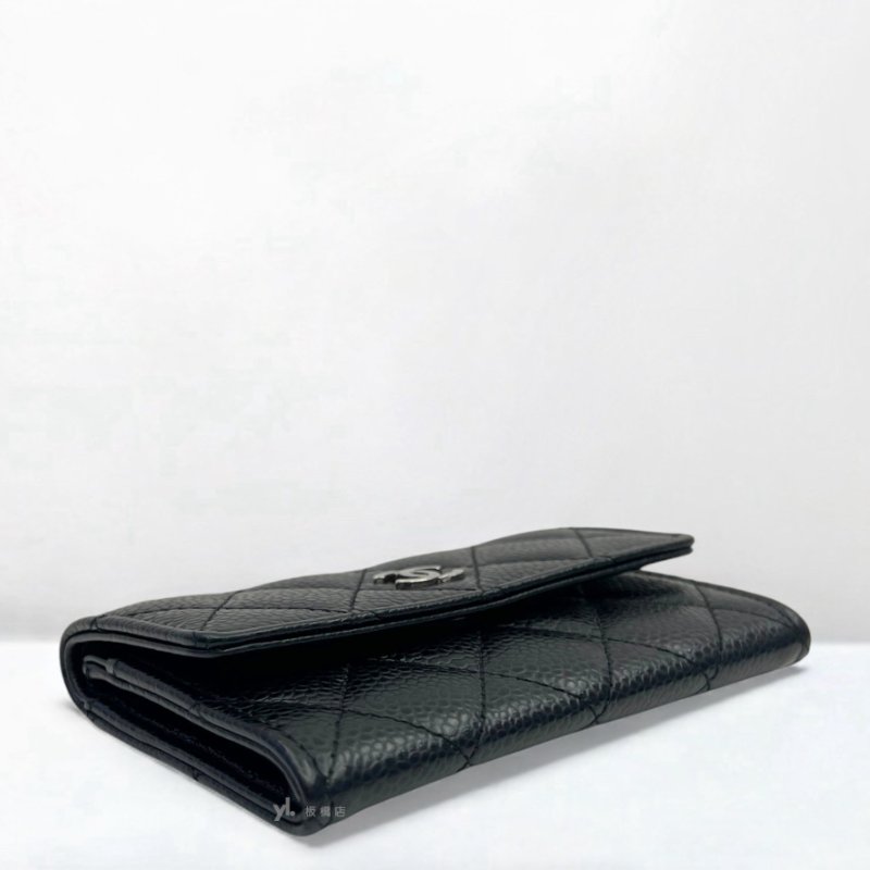 CHANEL零錢包 黑荔枝皮下蓋零錢卡包A50619-7