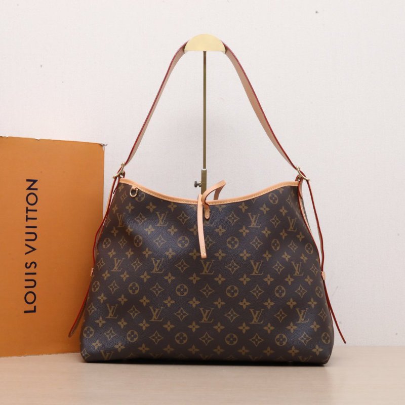 LOUIS VUITTON CARRYALL中號39配子袋老花PVC金扣晶片肩背包-0