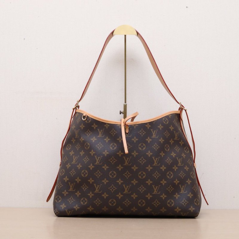 LOUIS VUITTON CARRYALL中號39配子袋老花PVC金扣晶片肩背包-1