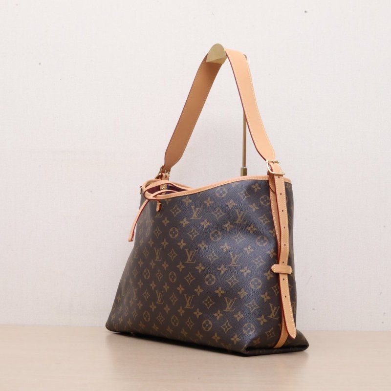 LOUIS VUITTON CARRYALL中號39配子袋老花PVC金扣晶片肩背包-4