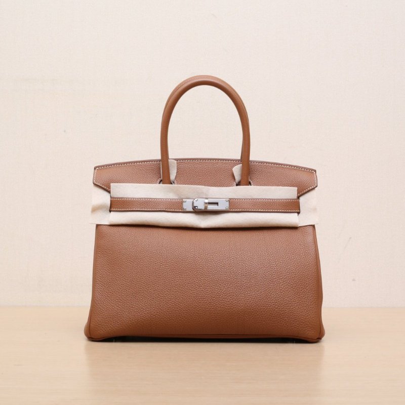 HERMES Birkin3037金棕色Togo皮A刻銀扣肩背包-1