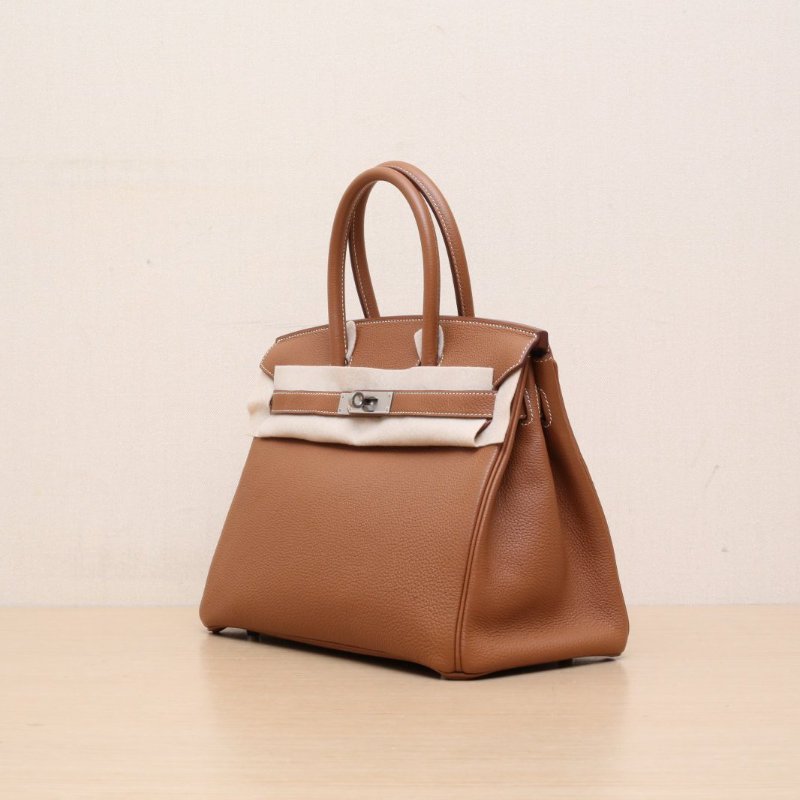 HERMES Birkin3037金棕色Togo皮A刻銀扣肩背包-3
