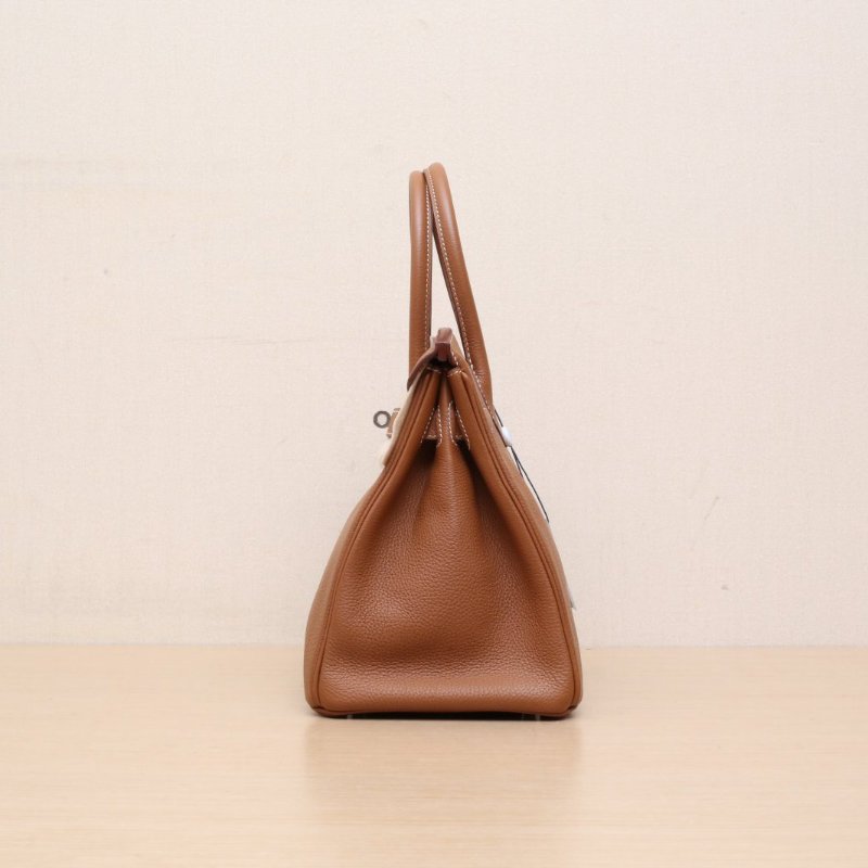 HERMES Birkin3037金棕色Togo皮A刻銀扣肩背包-4