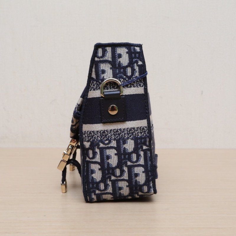 DIOR Diorcamp郵差信使包小號23藍色帆布淺金扣2022肩背包-4