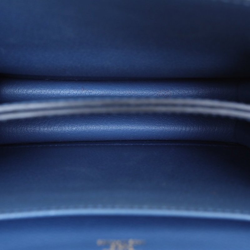 HERMES Roulis豬鼻子197E明藍色EC皮X刻金扣肩背包-2