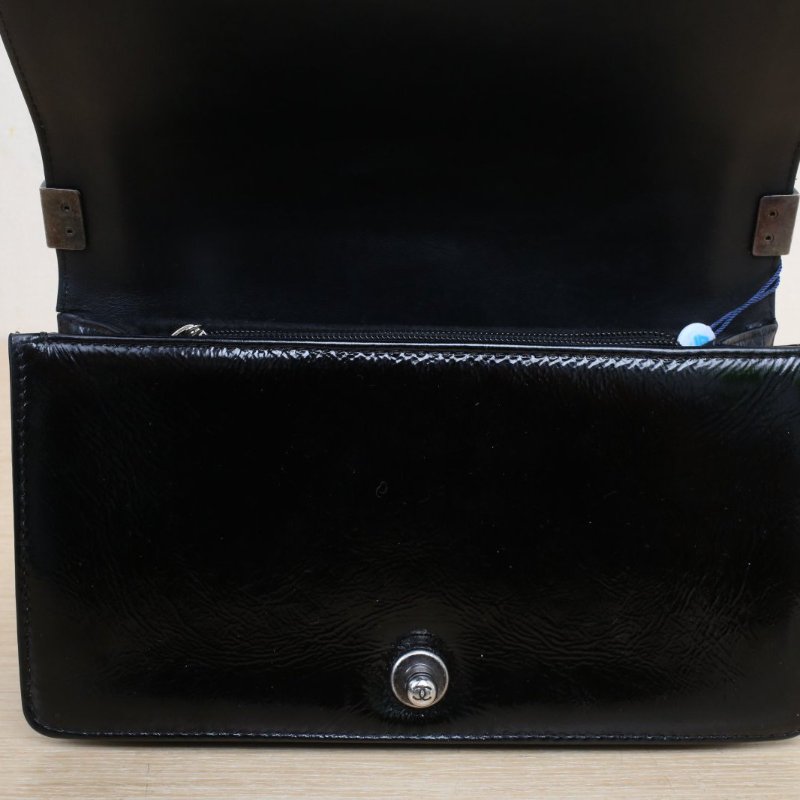 CHANEL Leboy中號25黑色蛇皮20開銀扣肩背包-2