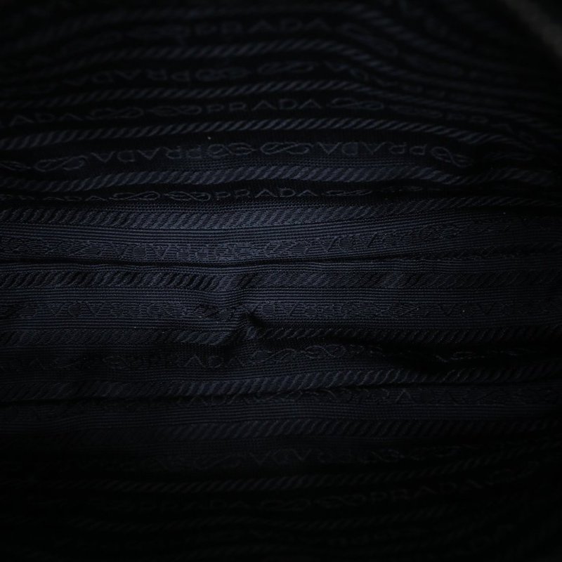 PRADA 黑色尼龍中古大三角標手提菜籃子肩背包-2