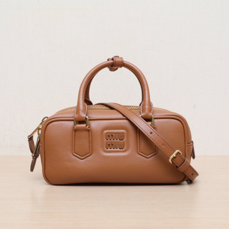 MIU MIU Arcadie小號22焦糖色牛皮肩背包-1