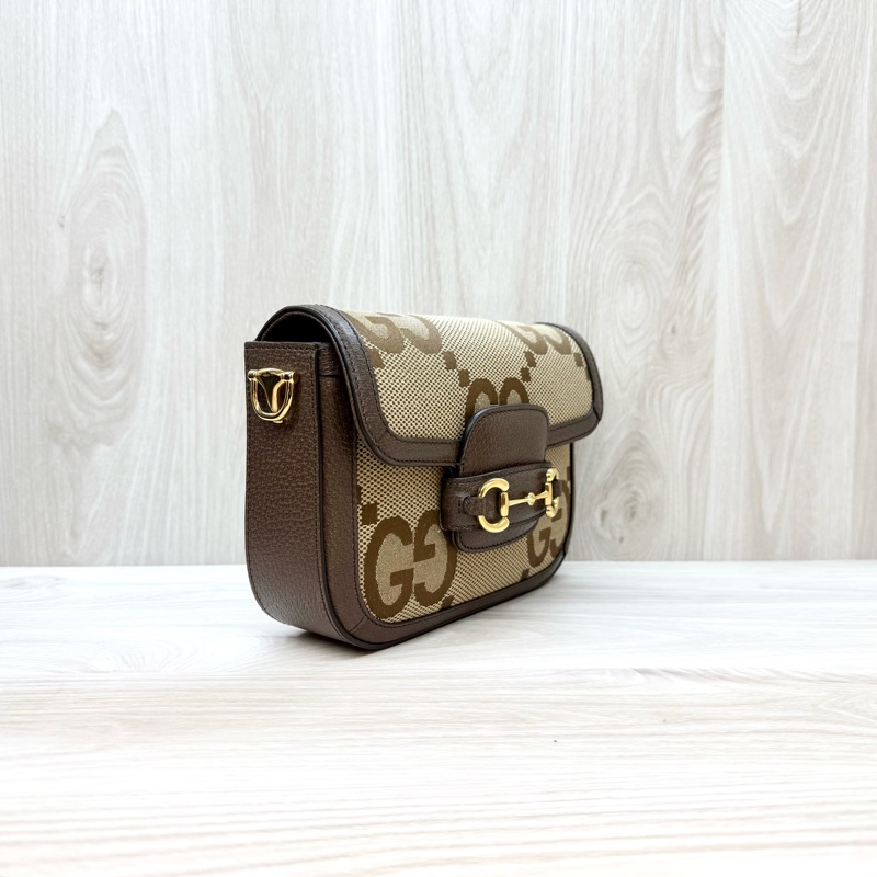 GUCCI烏木色牛皮Horsebit 1955小號側背包658574-4