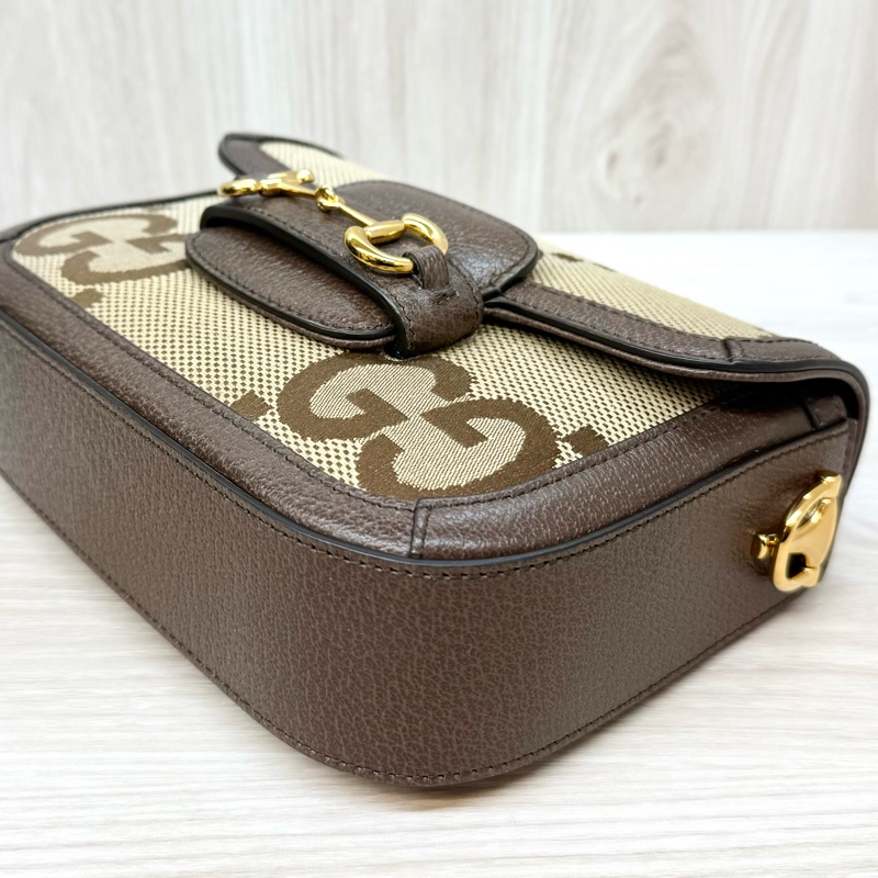 GUCCI烏木色牛皮Horsebit 1955小號側背包658574-16