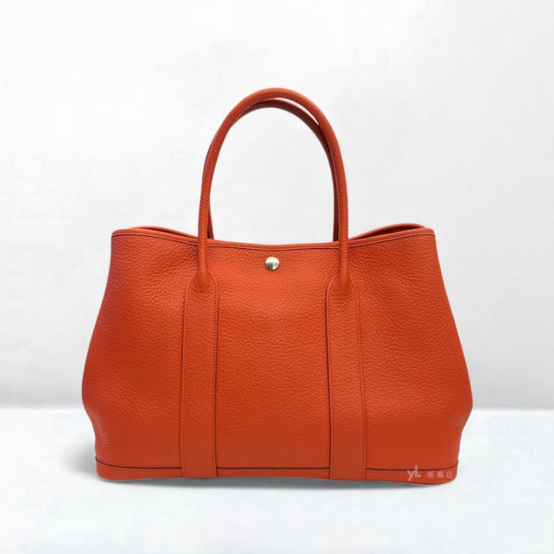 Hermes包包 Garden Party36橘色Togo皮手提包-3
