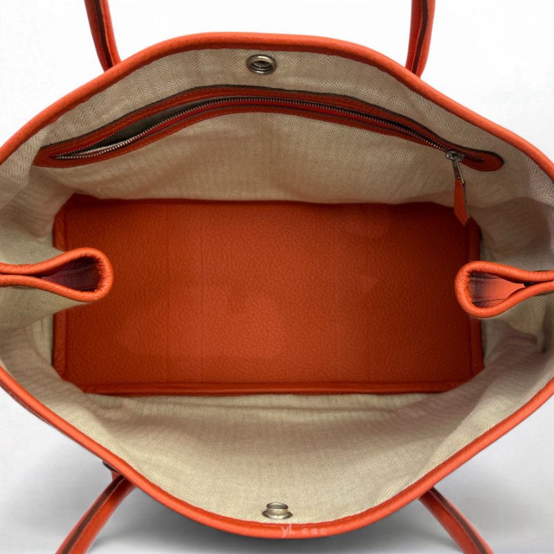 Hermes包包 Garden Party36橘色Togo皮手提包-5